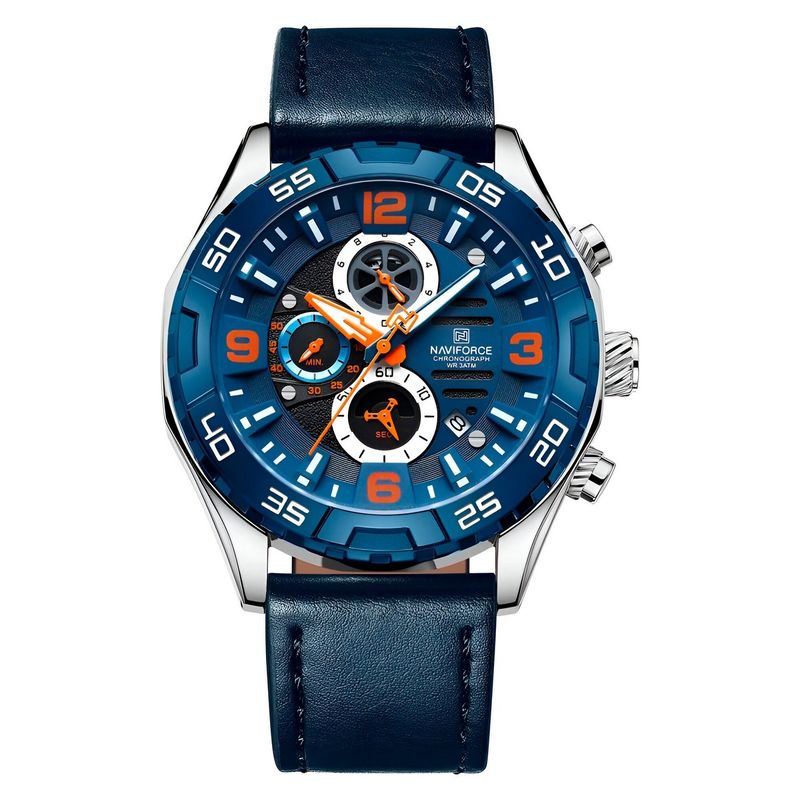 NAVIFORCE - Reloj Naviforce Casual Nf8043 Crono Hombre Cuero + Estuche