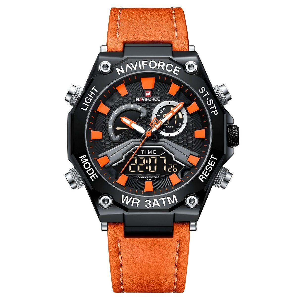 NAVIFORCE - Reloj Naviforce Casual Nf9220 Crono Hombre Cuero + Estuche