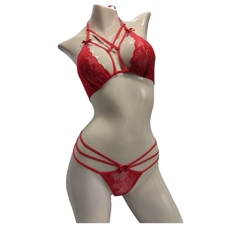 RAINBOW MODA - Conjunto de Lenceria Sexy Mujer de tiras panty y bralette