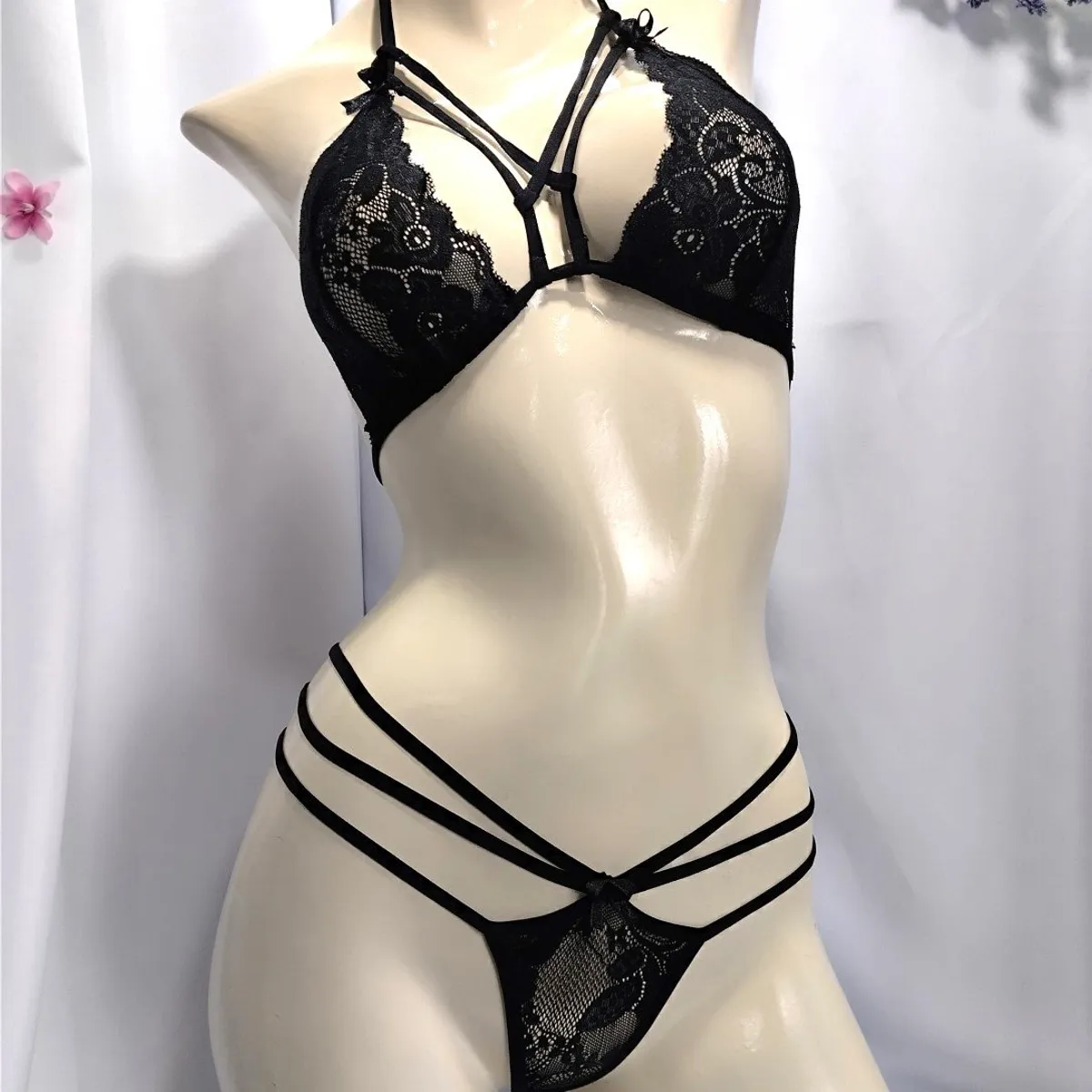 RAINBOW MODA - Conjunto de Lenceria Sexy Mujer de tiras panty y bralette