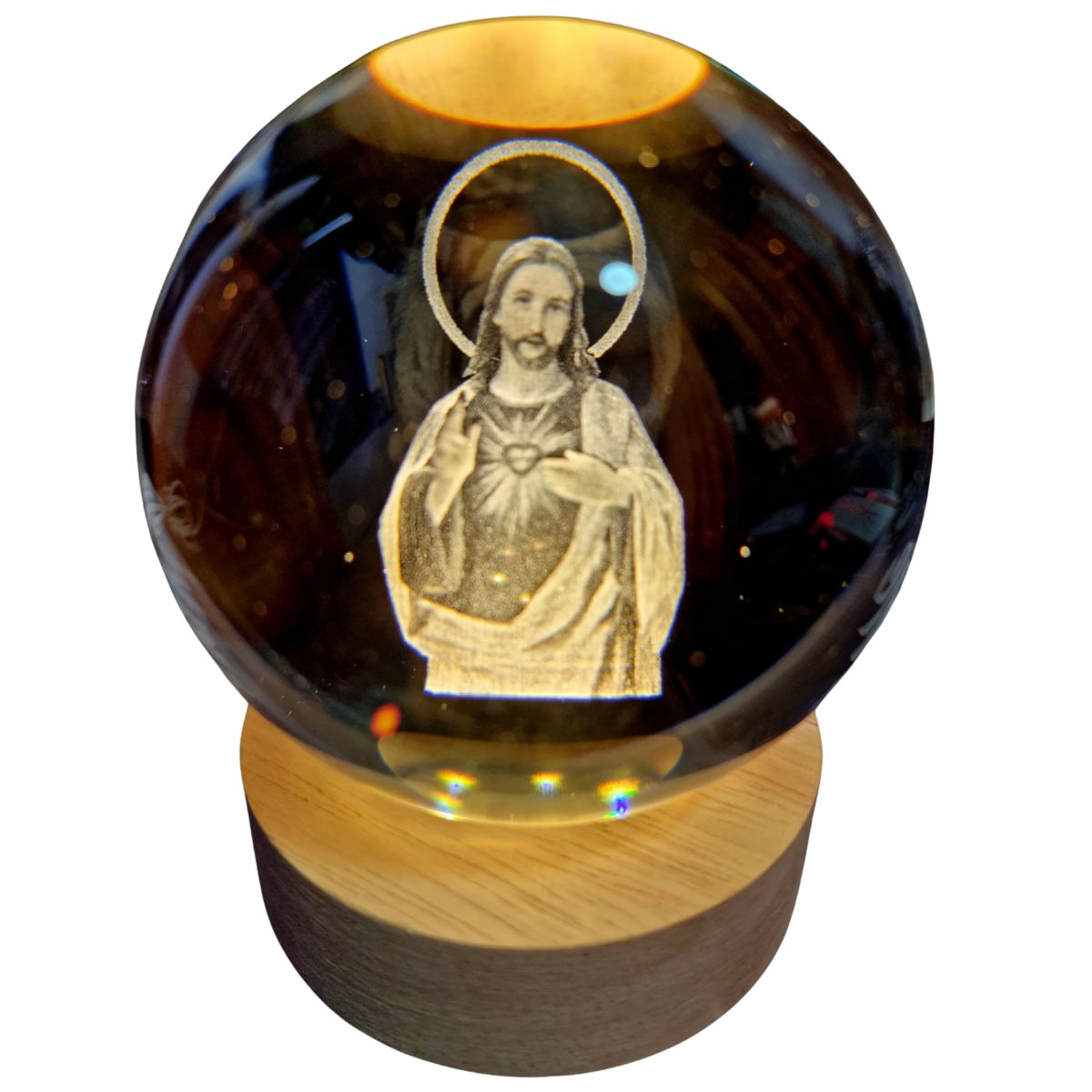 D LIGHT - Lampara Led 3d Esfera de Cristal 8cm