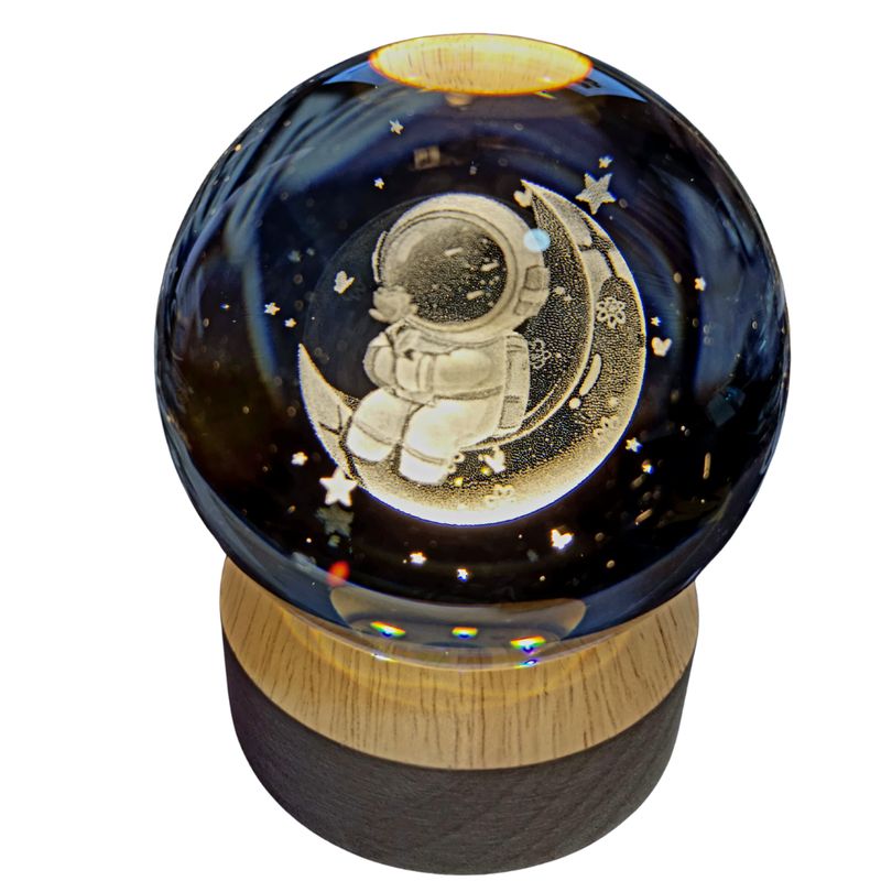 D LIGHT - Lampara Led 3d Esfera de Cristal 8cm