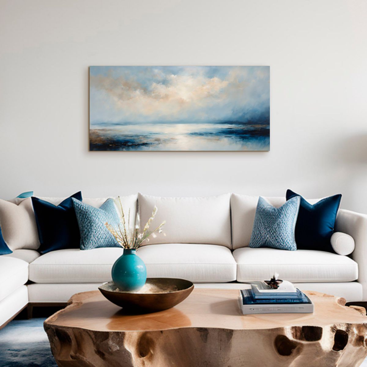 GENERICO - Lienzo Cuadro Decorativo Paisaje Minimalista Arte Sereno 34X72CM