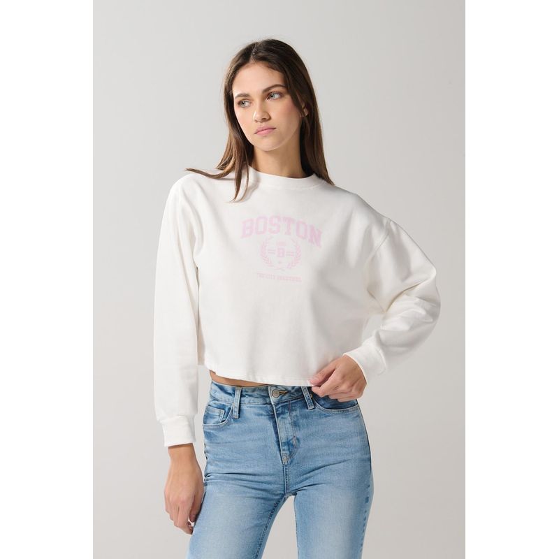 KOAJ - KOAJ Buzo crop top cuello redondo COLOR  para mujer, cuello y  MUJER