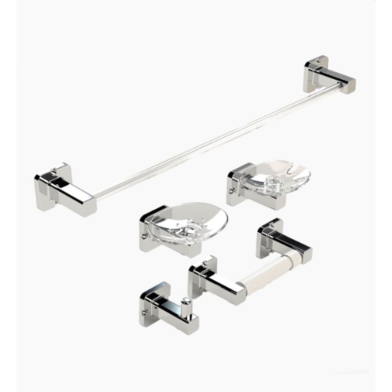 AQUABLUE - Juego Accesorios De Baño Baru, Cromado ,cuadrado X 6 ,ABS.