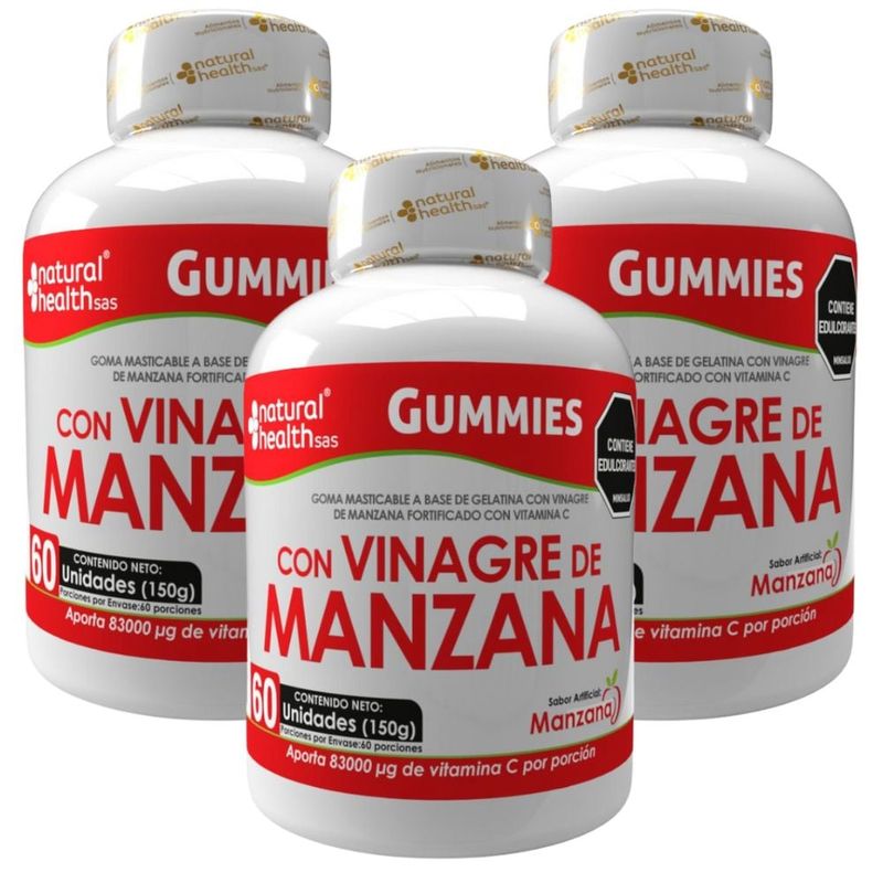 NATURAL ENERGY PRODUCTS - Gomas Vinagre Manzana Puro x3