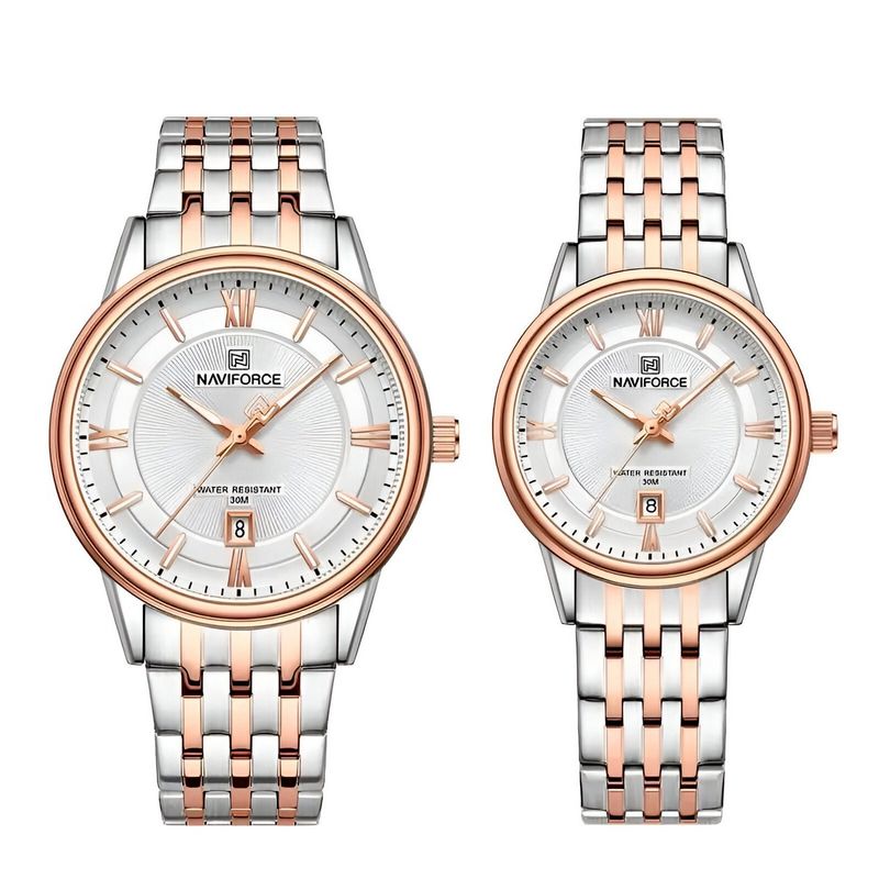 NAVIFORCE - Reloj Naviforce Pareja Nf8040 Crono Love Acero + Estuche