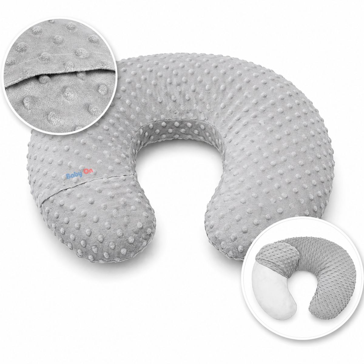 BABY ON - Almohada Cojin Materno De Lactancia Multiusos Ergonómico BabyOn Color Gris