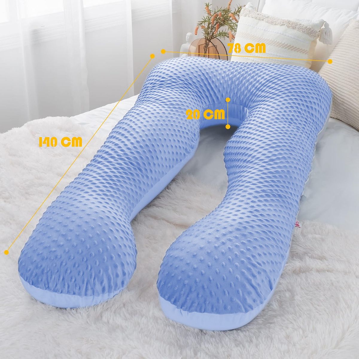BABY ON - Almohada Ortopédica De Maternidad y Descanso Grande Azul