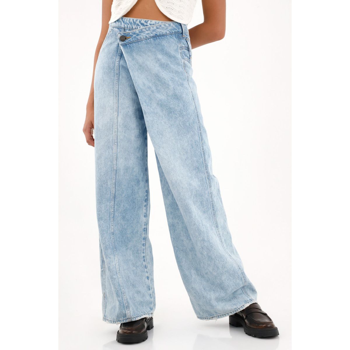 TENNIS - Jean Wide Leg asimétrico de tiro bajo para mujer