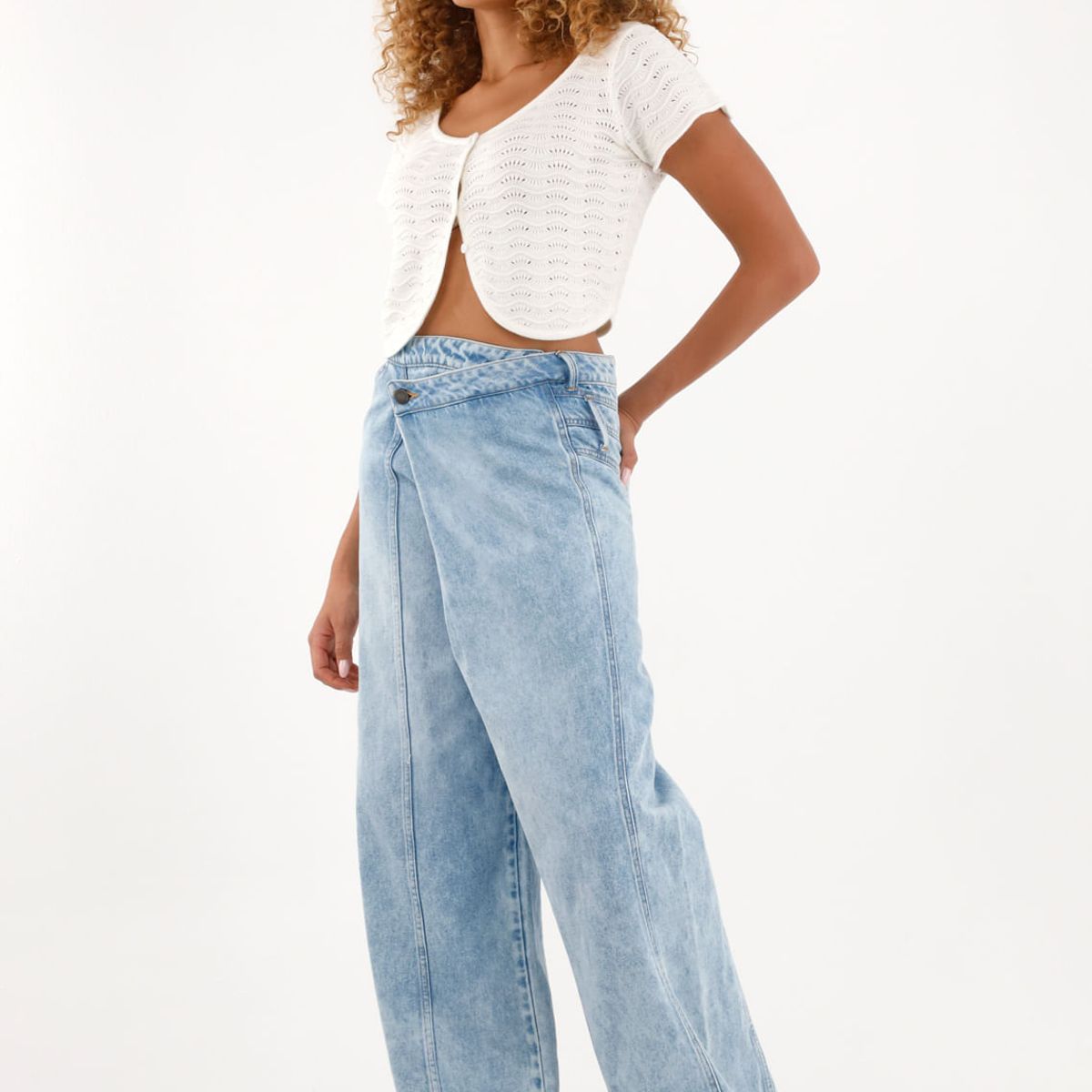 TENNIS - Jean Wide Leg asimétrico de tiro bajo para mujer