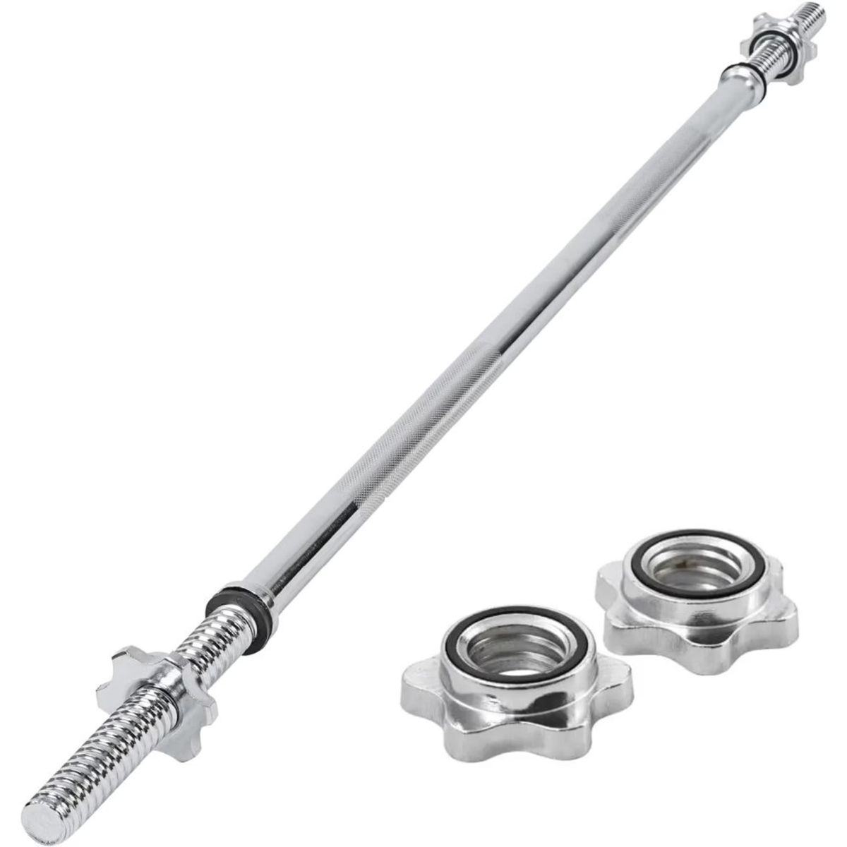 HOMESALE - Barra Recta 120cm Para Pesas De Disco Estandar Acero Cromada