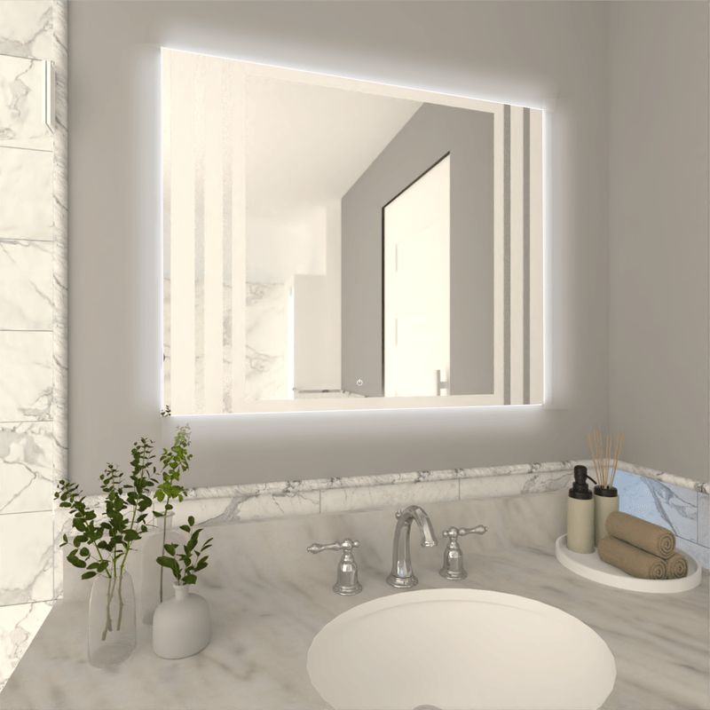 RTA DESIGN - Espejo Rectangular Apolo Gris con Luz Led y Botón Touch