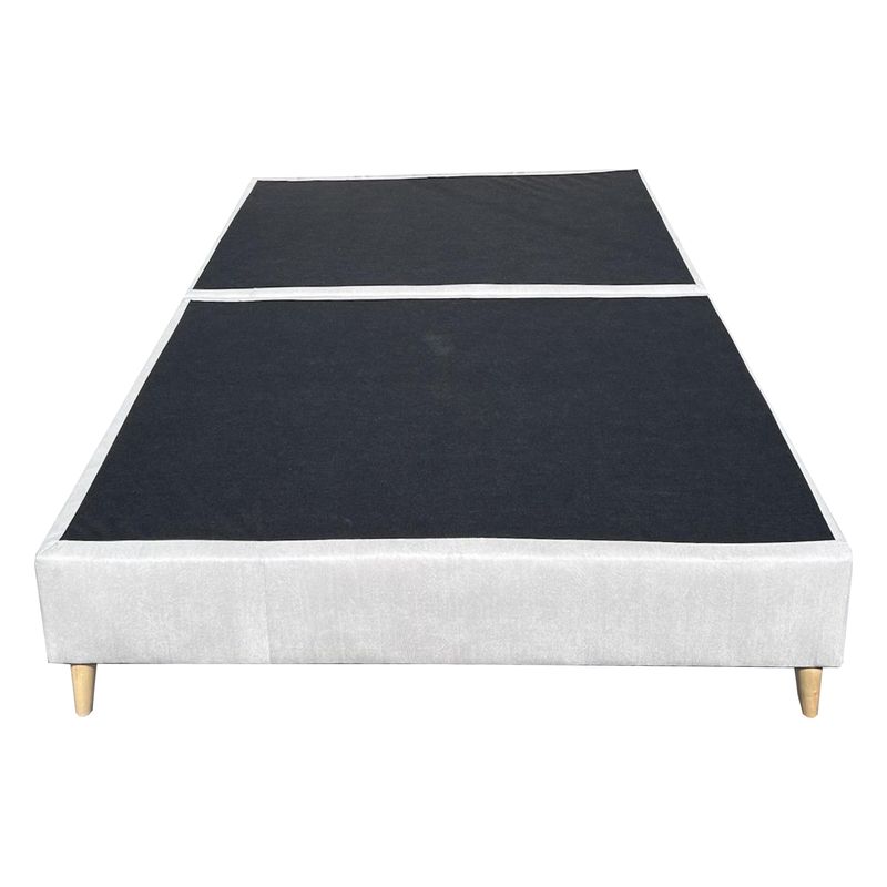 DORMIPUFF - Base Cama SEMIDOBLE Gris Lino Pata Madera Dormipuff
