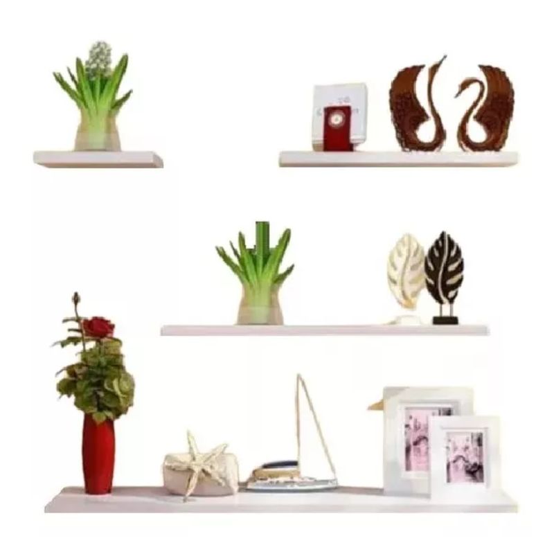 GENERICO - Set 4 Repisas Flotantes, Minimalista 10 Cm Fondo, Funcional, Blanco