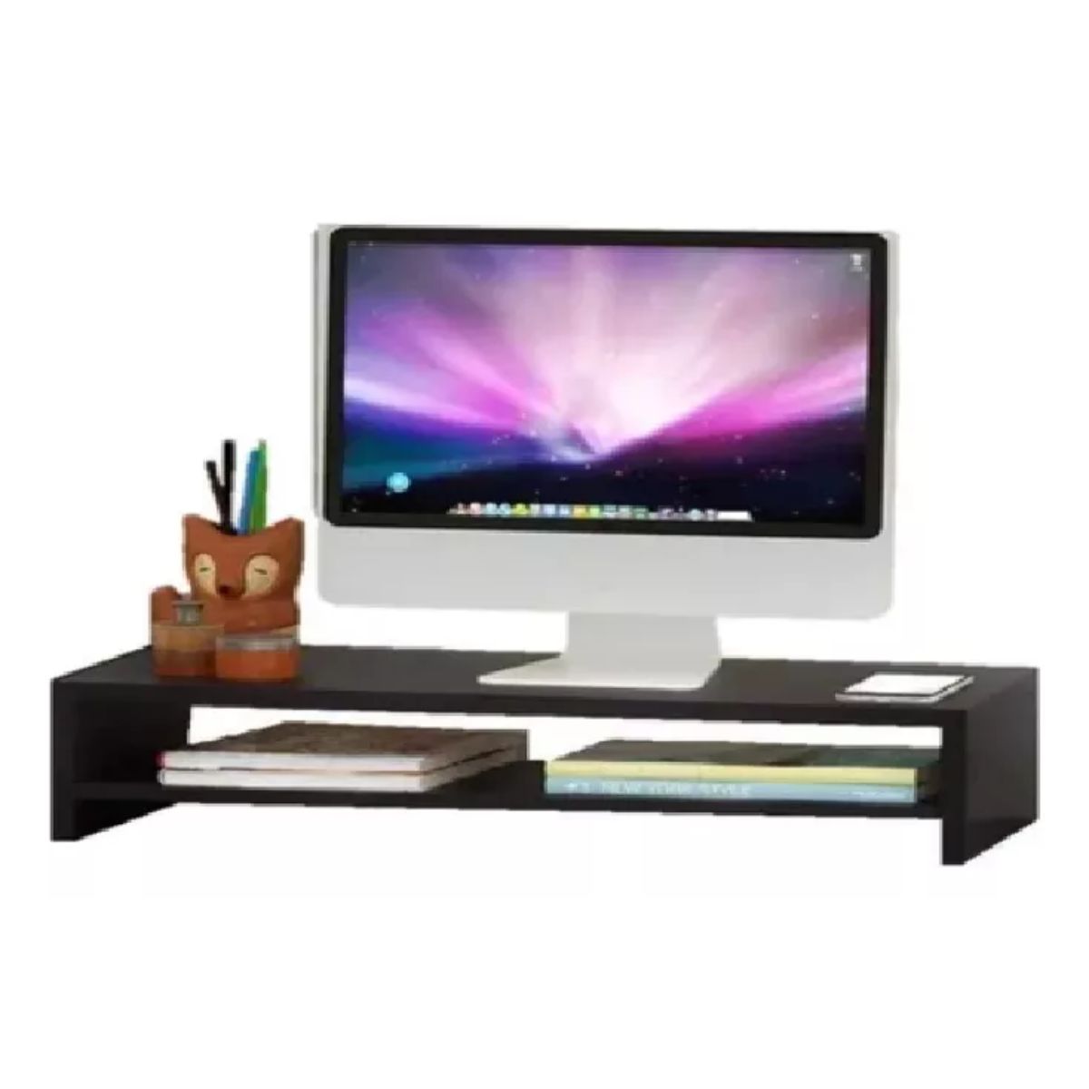 GENERICO - Soporte Elevador Monitor Para Escritorio Base Doble Nivel Wengue