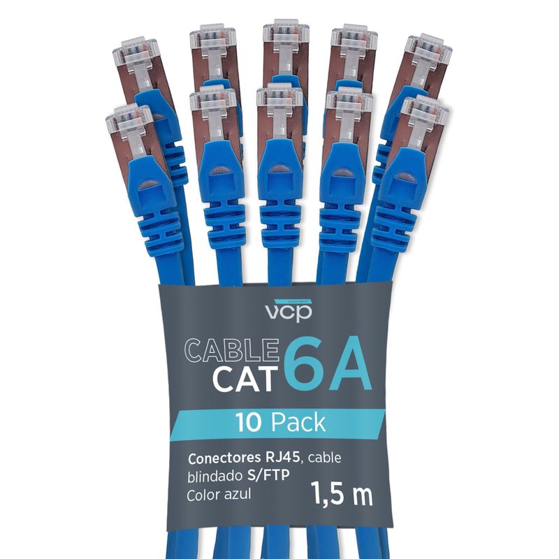 VCP - Patch Cord de cobre SFTP VCP Cat 6A PCV6A-05B Azul 5ft–1,5m