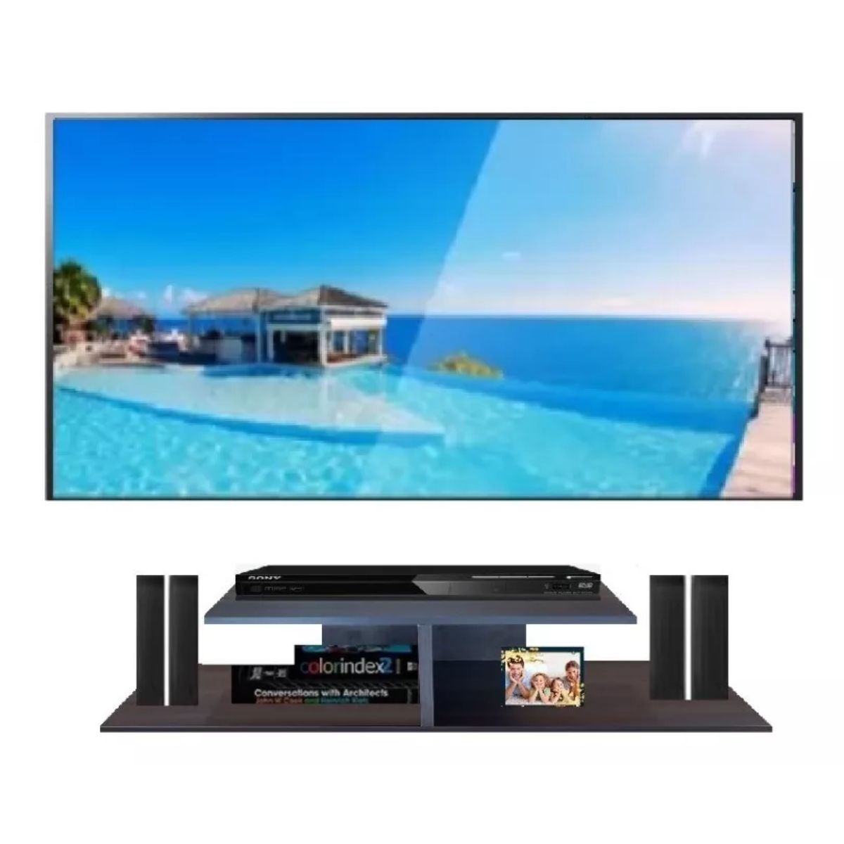 GENERICO - Repisa Flotante Tv Centro De Entretenimiento Sujetalibros Wengue