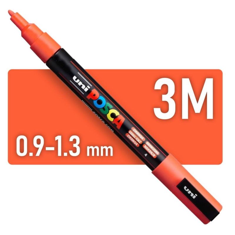 KORES - Marcador Uni Posca Pc-3m Pintura Acrilica Naranja