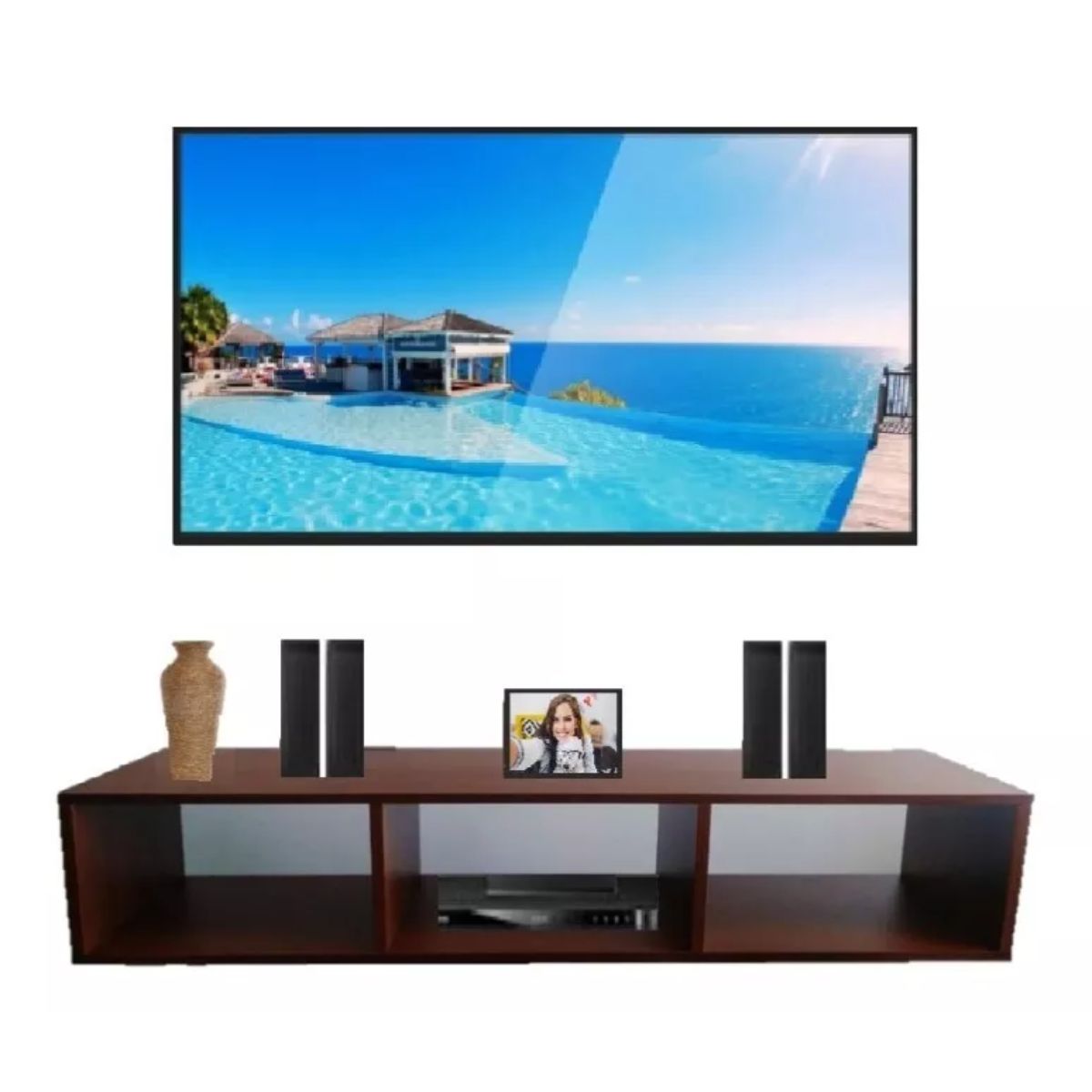 GENERICO - Repisa Flotante Para TV Centro De Entretenimiento Color Wengue