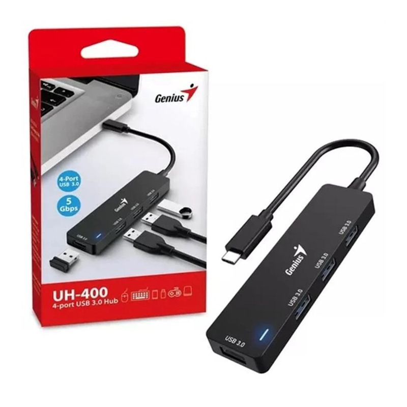GENERICO - Multipuerto USB UH-400 Genius 4 Puertos USB 3.0