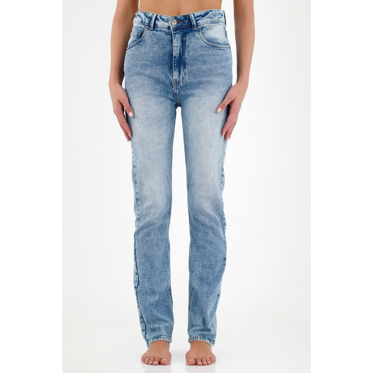 TENNIS - Jean de tiro alto azul para mujer