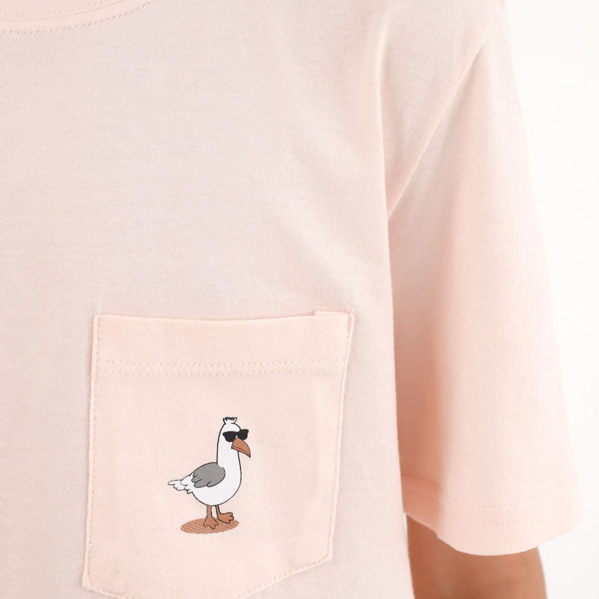 TENNIS - Camiseta rosada con bordado y bolsillo para niño