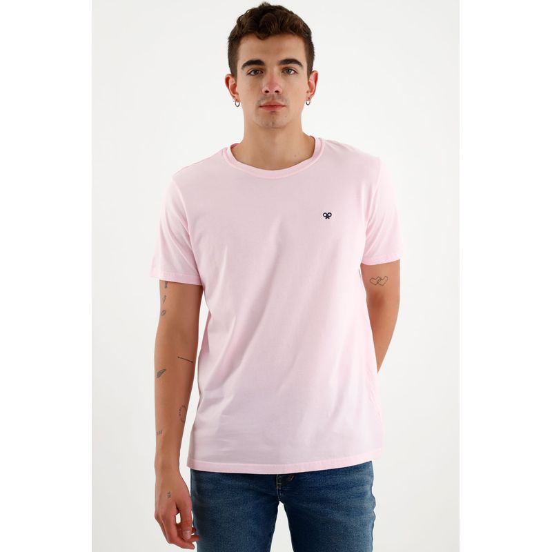 TENNIS - Camiseta rosada manga corta para hombre