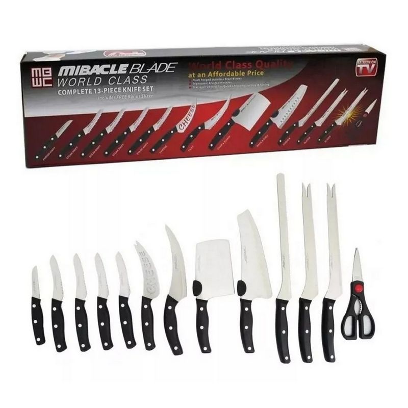 DAYOSHOP - Set Cuchillos Corte Profesional 13 Piezas Con Tijeras