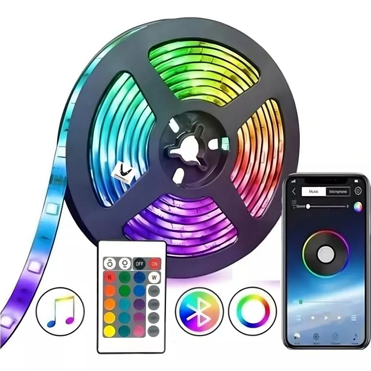 DAYOSHOP - Cinta Led Rgb Bluetooth Luces Tv Hogar 10mts Luz Color Rgb