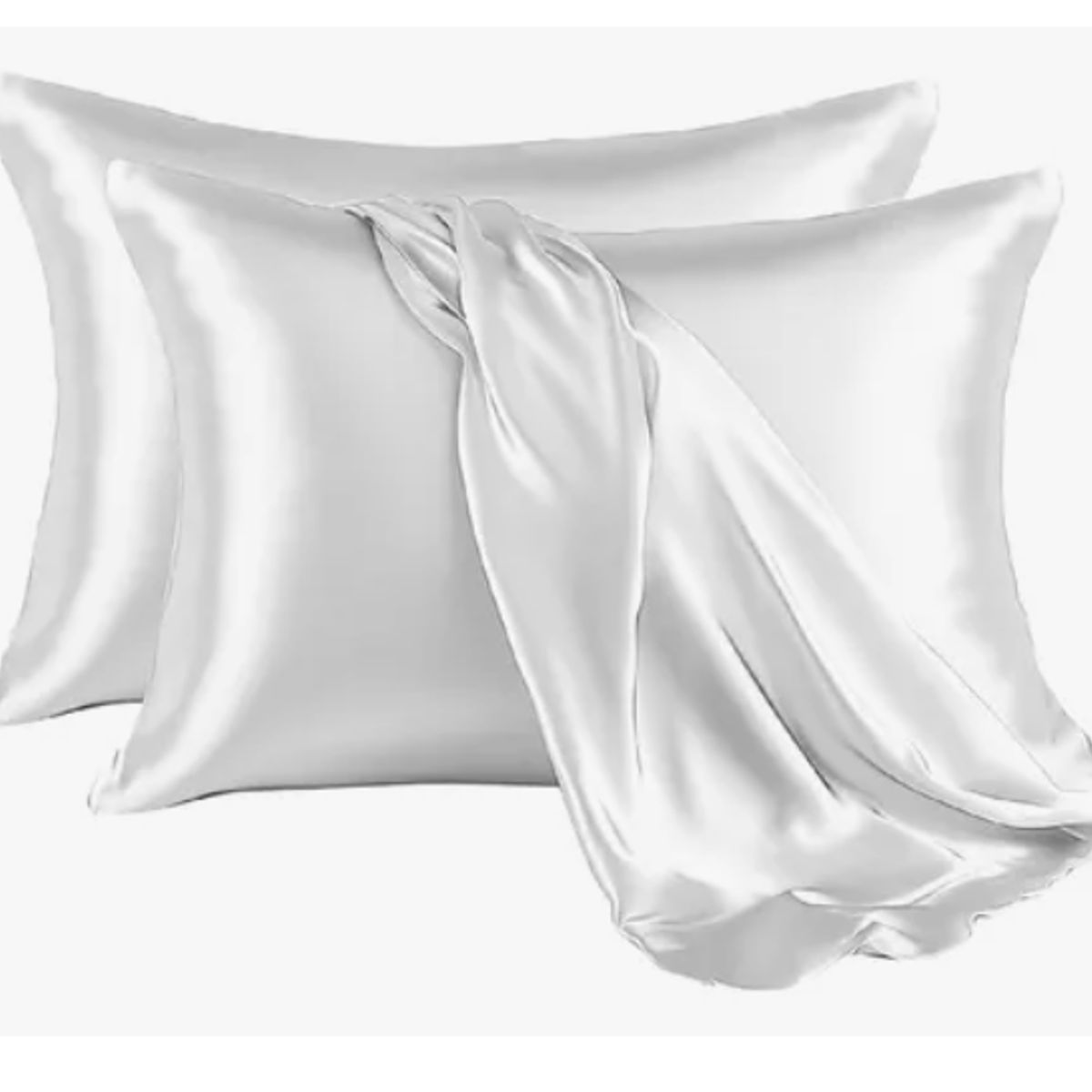 INNOVA - Fundas Para Almohada Satín Seda Cuida Cabello Piel Anti Friz Blanco