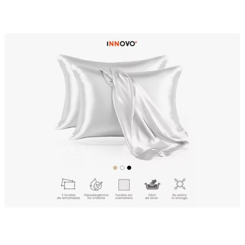 Fundas Para Almohada Satín Seda Cuida Cabello Piel Anti Friz