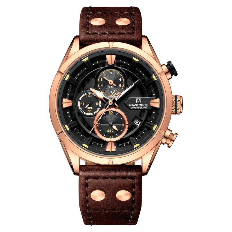 NAVIFORCE - Reloj Naviforce Casual Nf8045 Cuero Hombre + Estuche