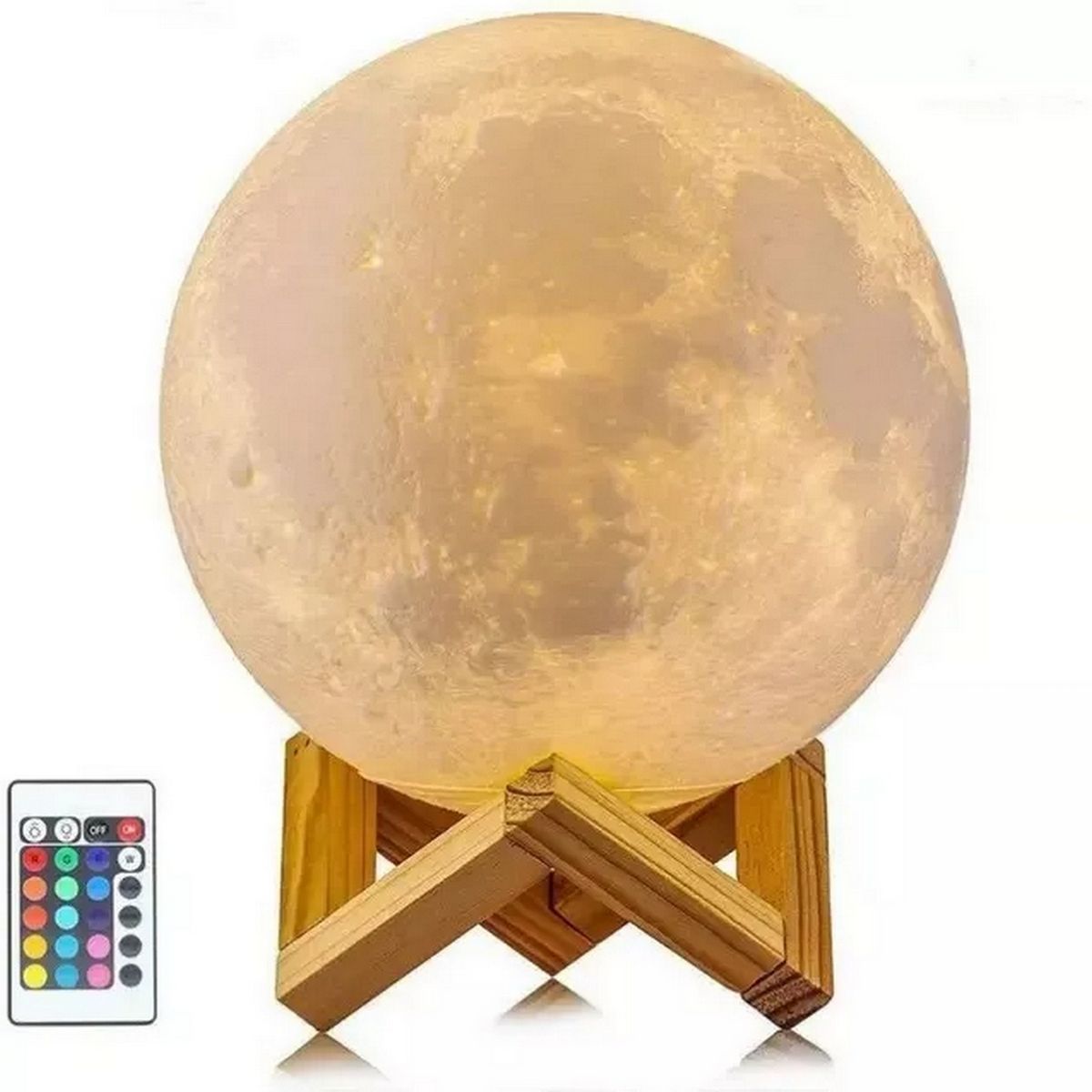 GENERICO - Lámpara De Luna 16 Colores Con Contról Remoto Conexion Usb