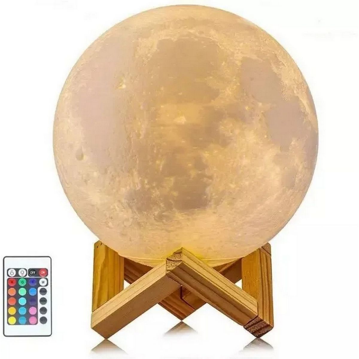 GENERICO - Lámpara De Luna 16 Colores Con Contról Remoto Conexion Usb