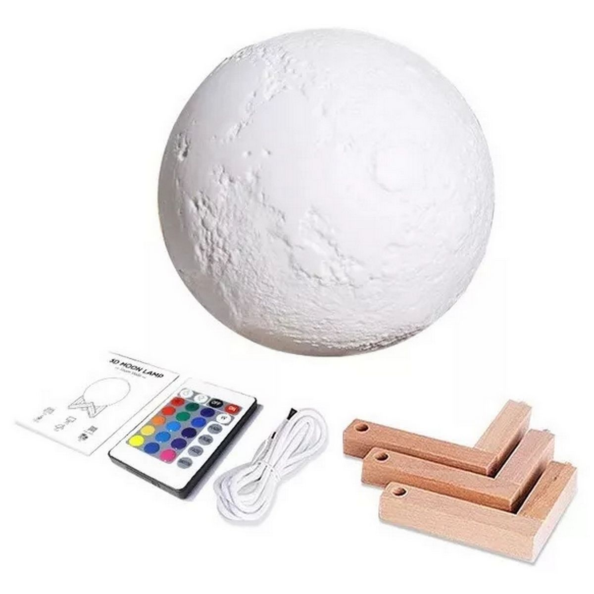 GENERICO - Lámpara De Luna 16 Colores Con Contról Remoto Conexion Usb