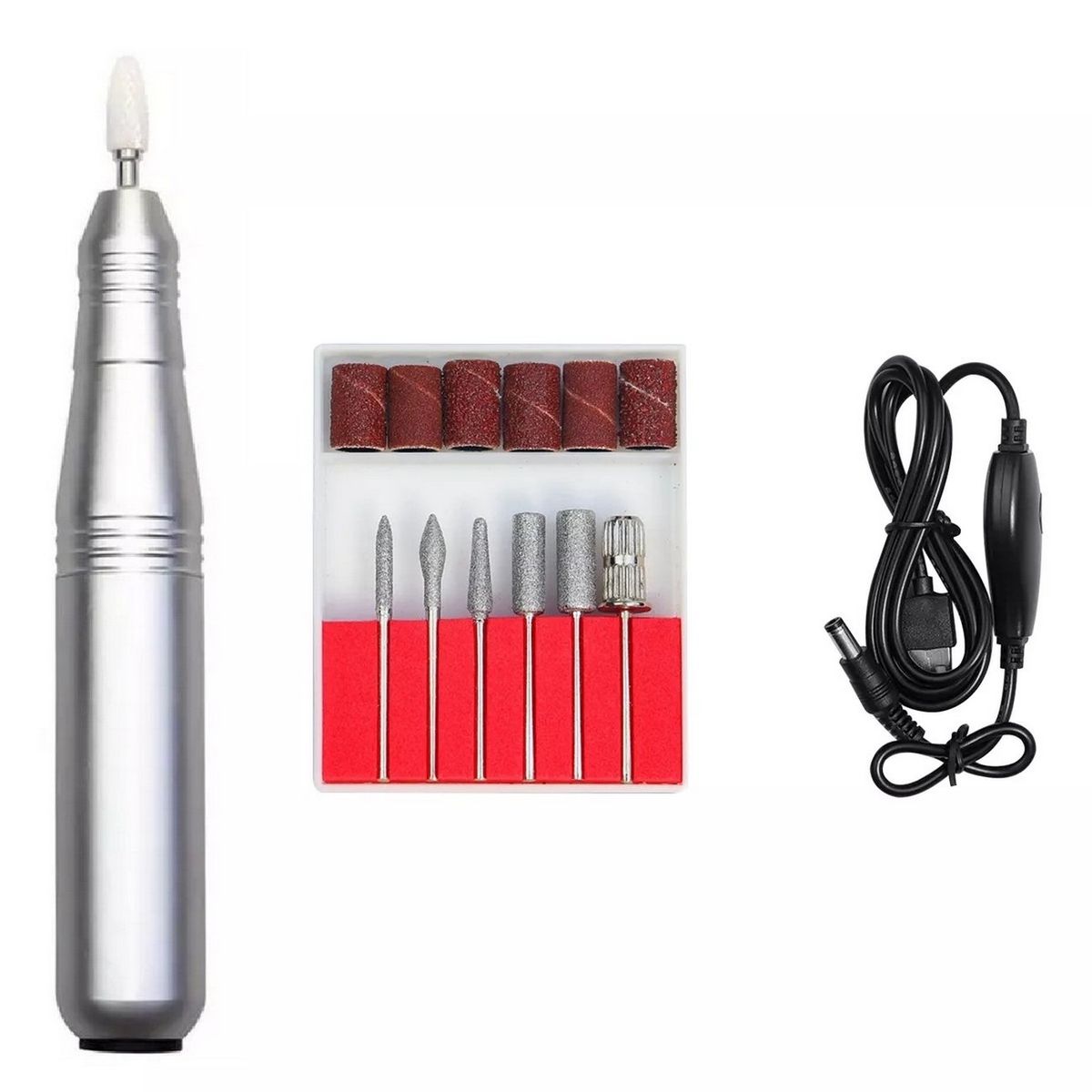 GENERICO - Kit De Pulidor Eléctrico Para Uñas + Accesorios Mani Pedicur