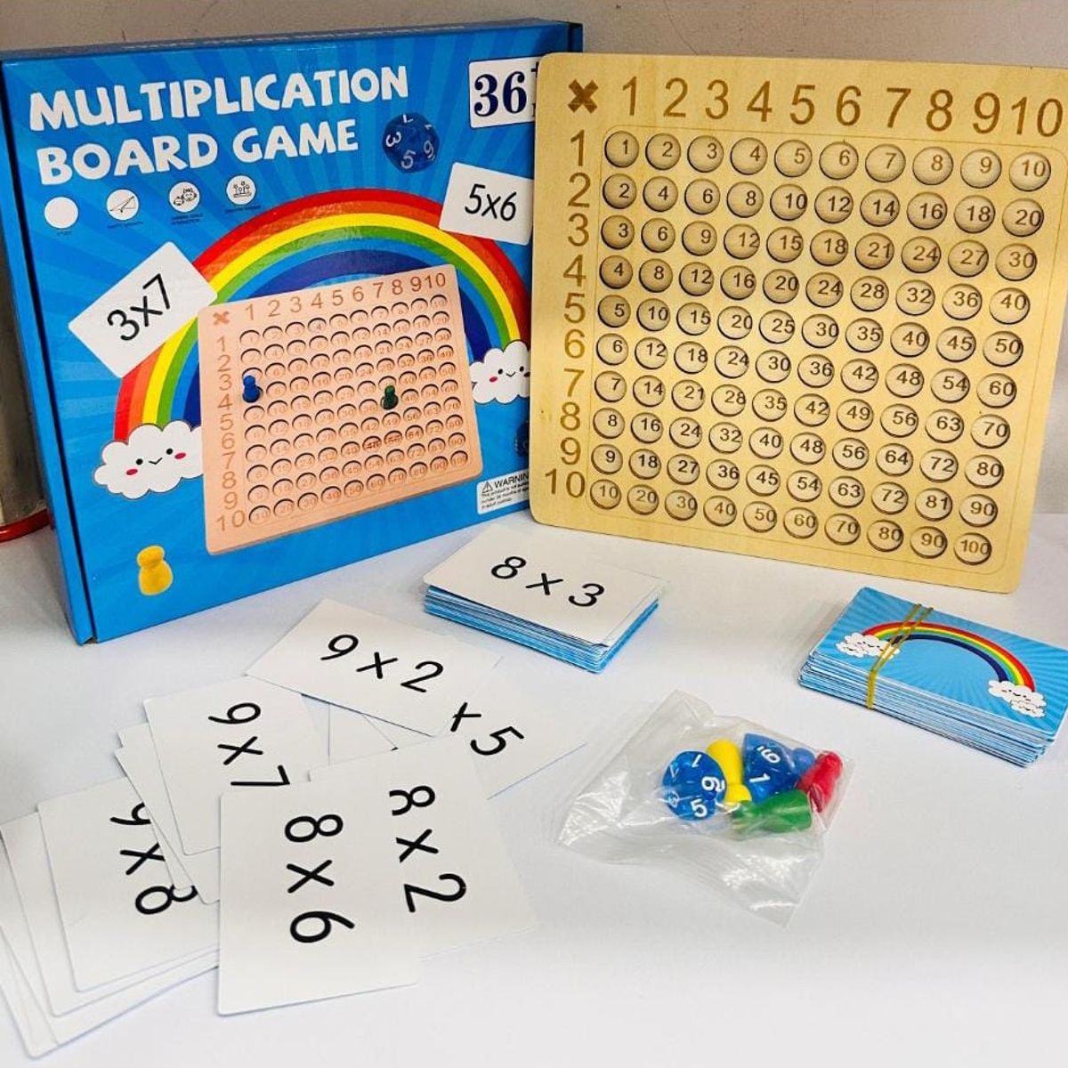 GENERICO - Juego Tabla Multiplicar Madera Educativo Matemáticas Puzzle Matemático