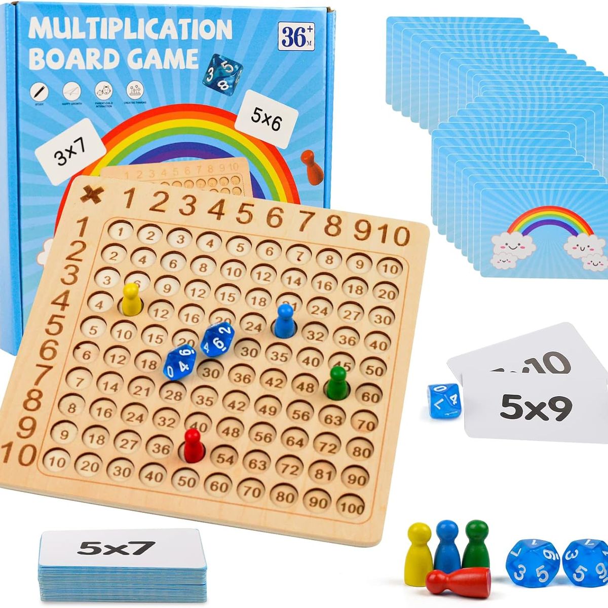 GENERICO - Juego Tabla Multiplicar Madera Educativo Matemáticas Puzzle Matemático
