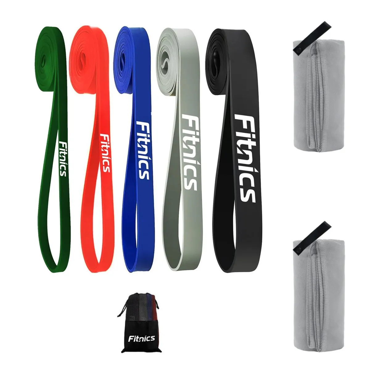 FITNICS - Bandas Elasticas Resistencia Fitnics Set X5 Gym Crossfit - Negro