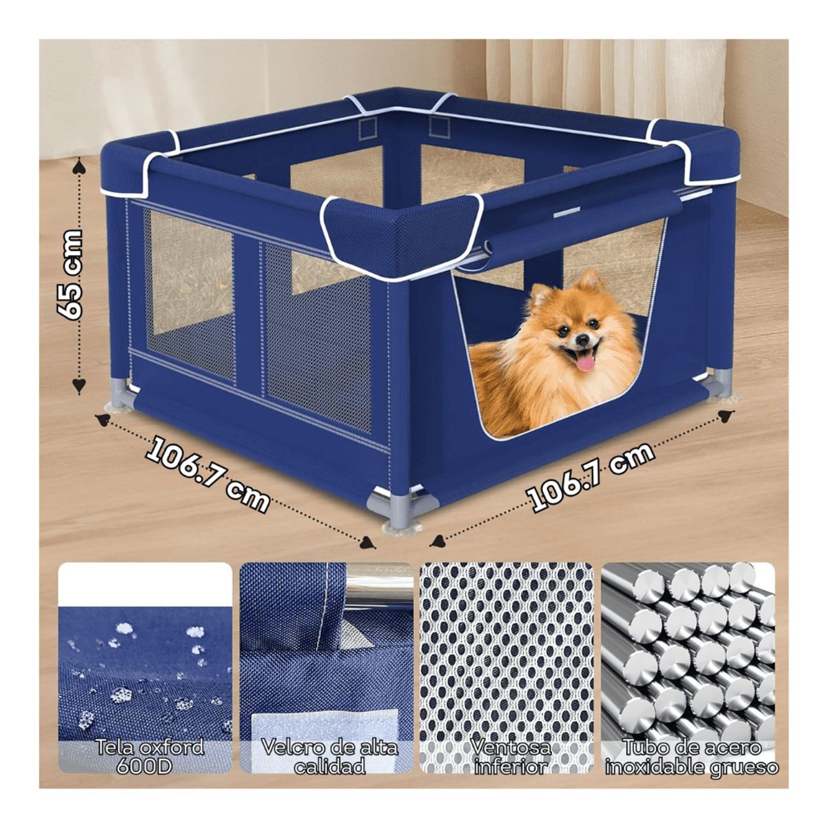 GENERICO - Corral para mascotas impermeable azul