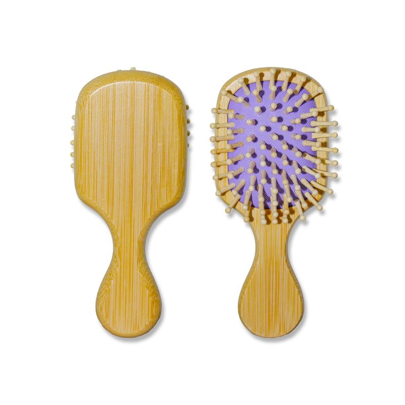 GENERICO - Cepillo De Bambú - Peine Cabello - Antifrizz - Desenredante MINI LILA