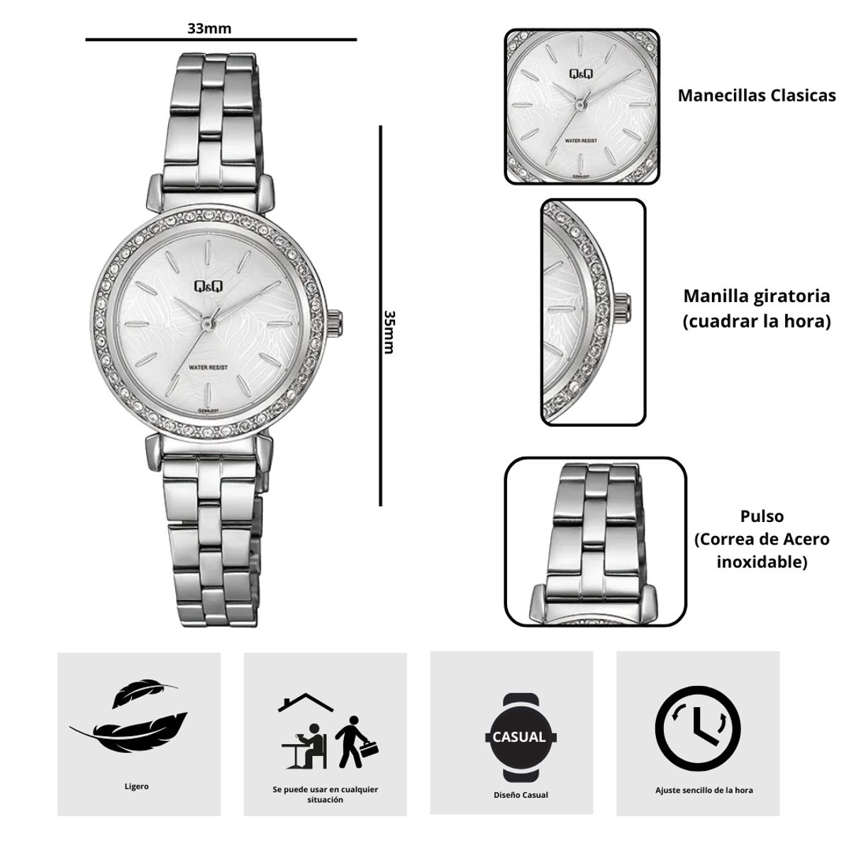 Q&Q - Reloj Q&Q QZ89J201Y Diseño Casual