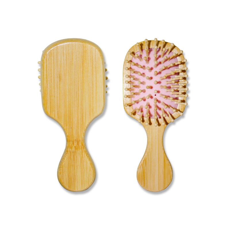 GENERICO - Cepillo De Bambú - Peine Cabello - Antifrizz - Desenredante MINI ROSA