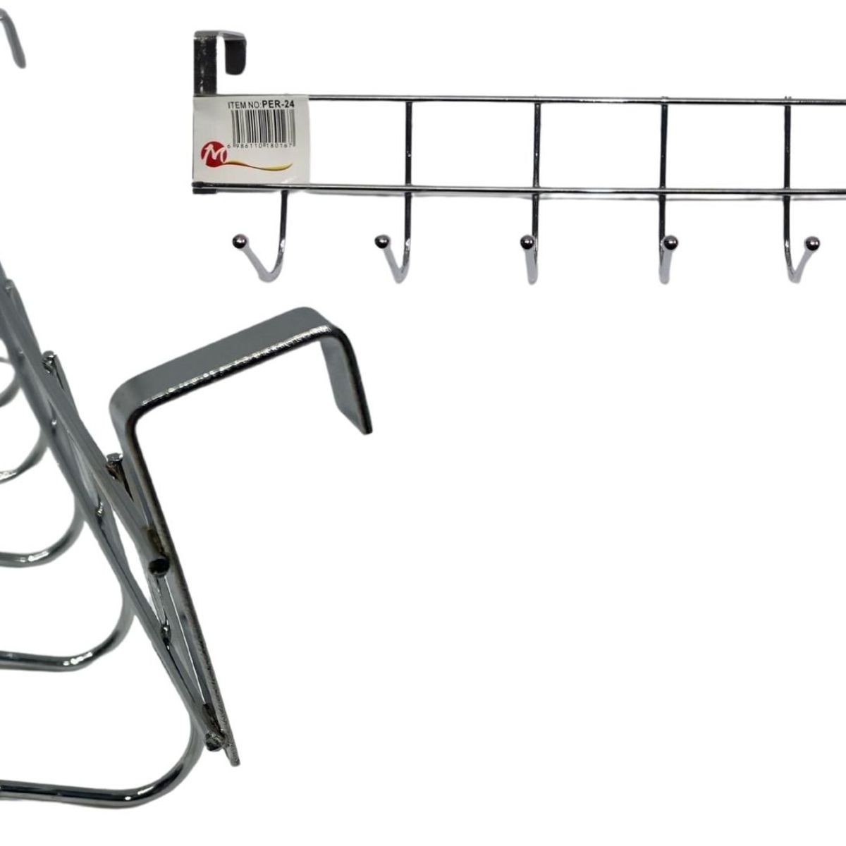 MAZUGI - Perchero Organizador Soporte X 6 Ganchos Utensilios Plateado