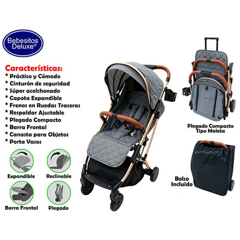 BEBESITOS - Coche Para Bebe Paseador Tipo Maleta con Toldillo