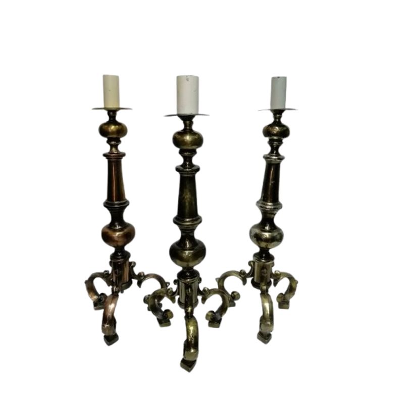 GENERICO - Candelabro Iglesia Antiguo Antimonio Cobrizado Precio X Cu