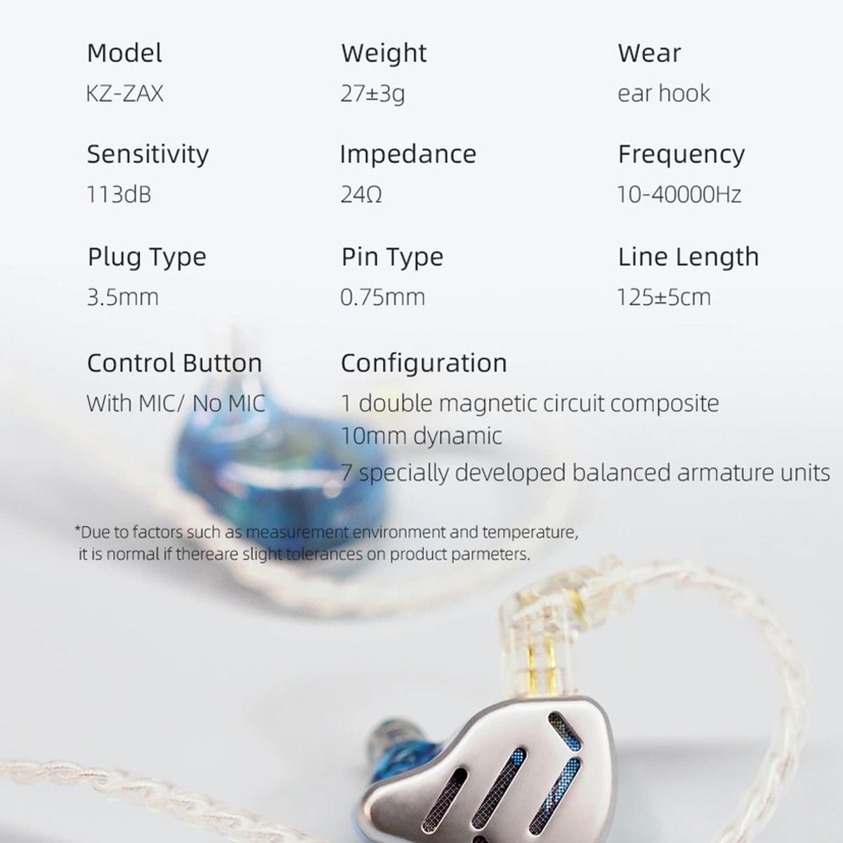 KZ - Audifonos Kz Zax Monitores In Ear sin microfono