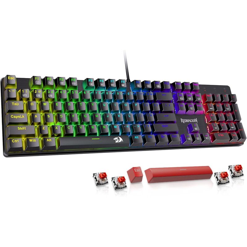 REDRAGON - Teclado Gamer Mecanico Redragon Sindri Led Rainbow Switch Red