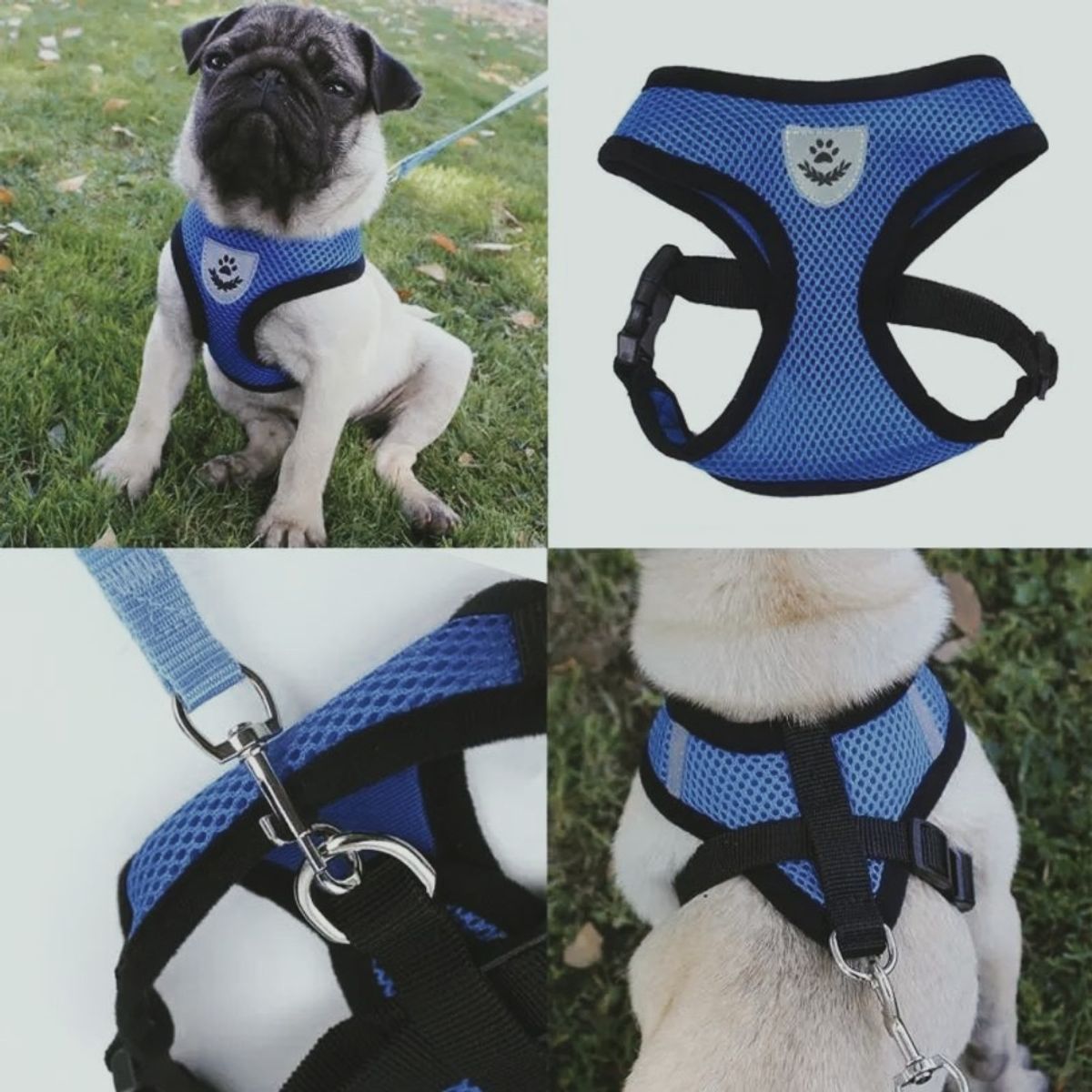 GENERICO - Arnes Pechera Chaleco Para Perro Y Gato  Raza Pequeña Azul S